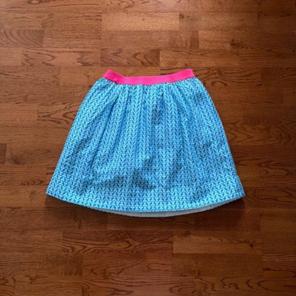 Crewcuts J.Crew Kids Girl Skirt Mini Blue Pull On Silk Blend Pocket Neon Pink 12